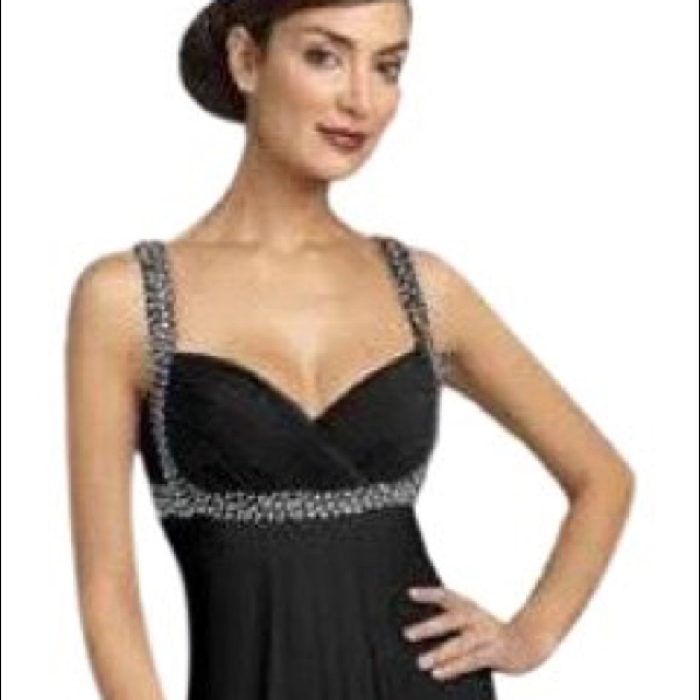 JS Boutique: Royal blue evening gown with rhinestone trim; size 8 - Picture 3 of 11